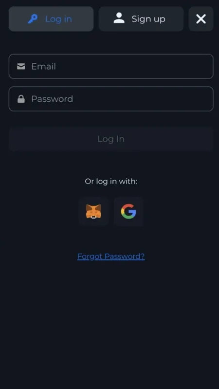 Schermata di login Betic